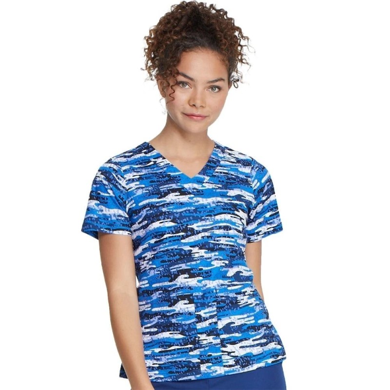 ALL HEART SCRUB TOP BLUE CAMO-SIZE SML