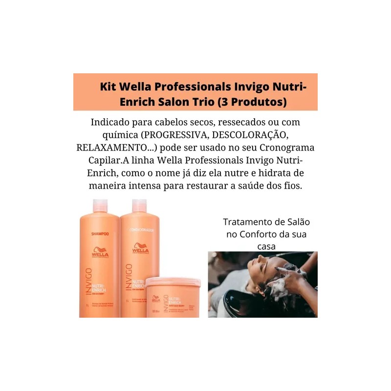 Wella Nutri Enrich Shampoo 1lcondicionador 1lmáscara 500ml