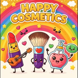 Happy Cosmetics: Coloring Book for kids, 50 Big image Bold and easy for cheldren girls and boys âges 3-9, fun and funny design