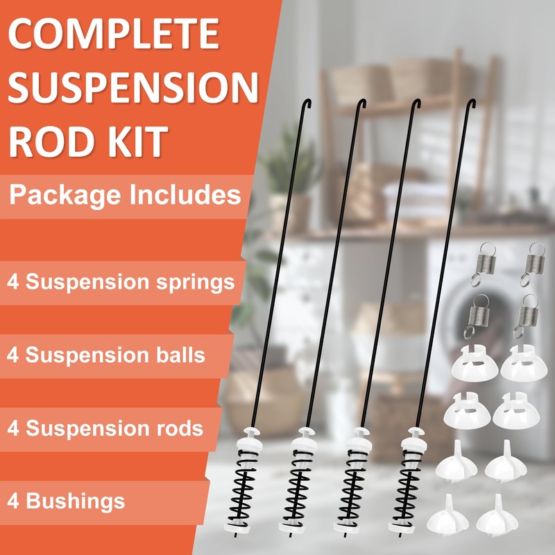 Updated W10780048 Washer Suspension Rod Kit (4pcs) with W10400895 Suspension