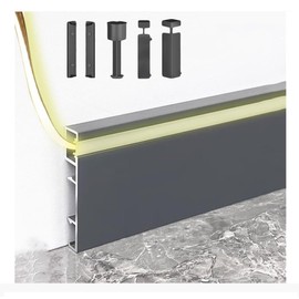 DGLILUAN 3.3ft/1m LED Aluminum Grey Skirting Baseboards, LED Strip Light Channel Profile 80mm x 9mm Skirting Board Baseboard Light for Bedroom Kitchen Living Room Indoor Mood Lighting (10)