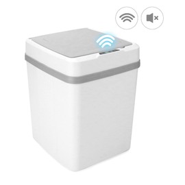 QWORK® Automatic Sensor Trash Can Touchless Motion Sensor Bin with Lid Soft Close No Noise Moisture Proof - 12 L - White