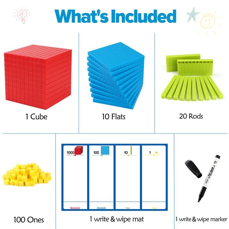 Torlam 131 PCS Base Ten Blocks for Math - Place