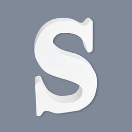 White Unfinished Wood Letters, 6 Inch Wooden Letters for Crafts DIY, Three-Dimensional Alphabet Letters for Bedroom Home Wall Decor, Letter S