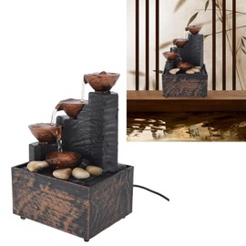 LED Fountain with Wealth Attracting Signs, USB Tabletop Water Fountain with LED Lights, for Home Office Decoration