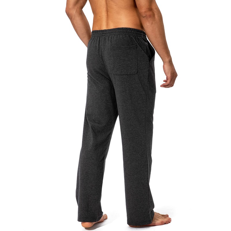 Pudolla Men's Cotton Yoga Sweatpants Athletic Lounge Pants Open Bottom