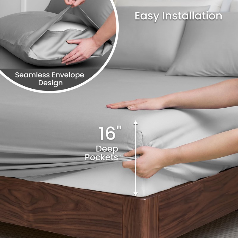 Amélie Home 100% Tencel Lyocell Sheet Set Queen Size 4