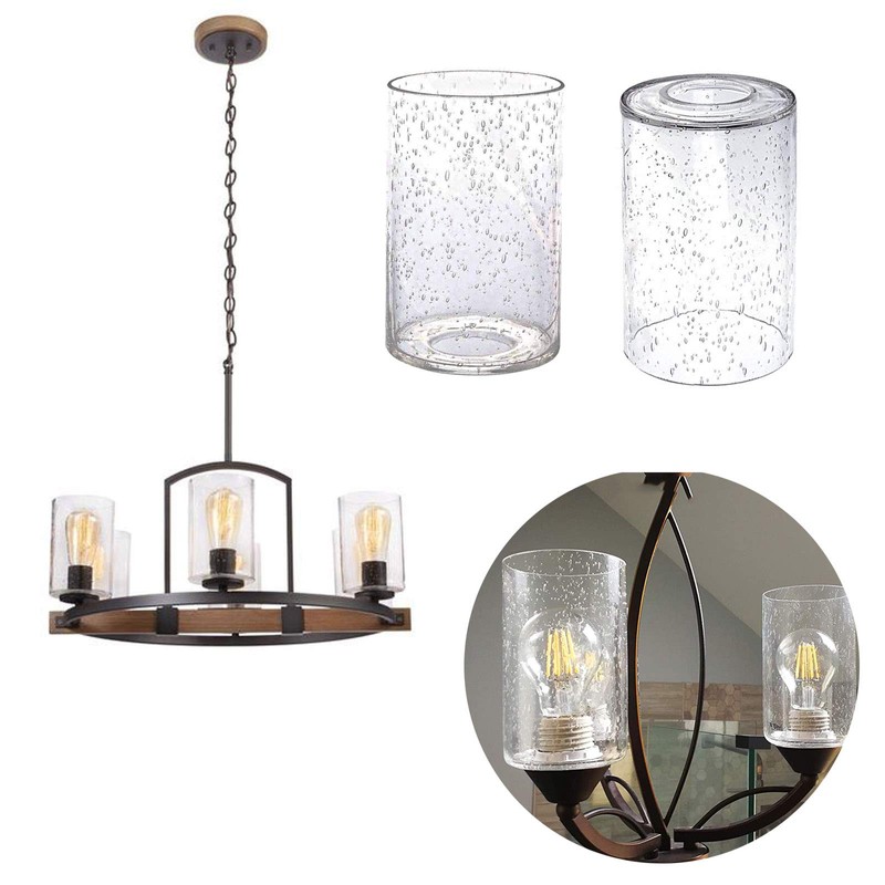 ECUDIS 2 Pack Bubble Glasses Light Shade Cylinder Lamp Shade