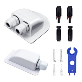 HUAZIZ Pack of 2 White ABS Weatherproof Housing, Waterproof Solar Cable Entry Screw, 1 Way + 2 Way Cable Entry Roof Feed-Through for Motorhome, Caravan, Boat