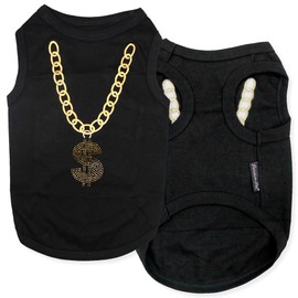 Parisian Pet Dog Tshirt - Embroidered “ Bling $ “ Dog Shirt - 100% Cotton and Breathable Dog Tank Top- Sleeveless Dog Tee Shirts - Machine Washable Dog Shirt for Large Dogs - Pet Vest - XL