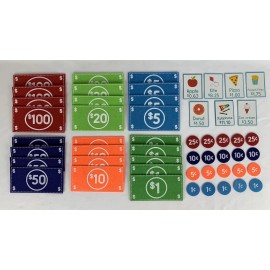 Horizon Group Felt Play Money 25 Bills & 20 Coins Waldorf Montessori Flashcards Rainbow Cloth