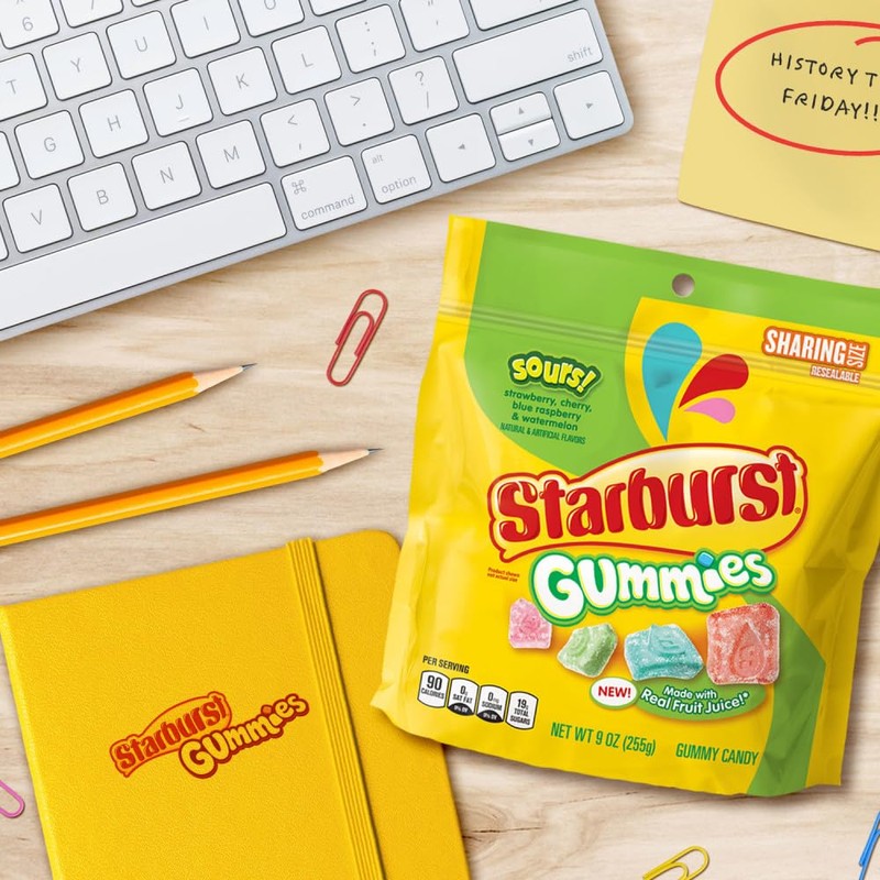 STARBURST Gummies Sours Gummy Candy, Sharing Size, 9 oz Bag