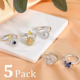 5 Anillo Anti-ansiedad Cuenta Giratorias Anillo De Joyería