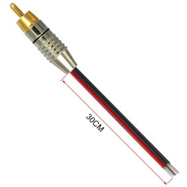 RUNCCI-YUN RCA Connector, Gold-Plated Speaker Phono RCA Connector, 14AWG Speaker Cable to RCA Connector, RCA Male Adapter, RCA Male Solderless (1 ft/0.3 m) Pack of 2