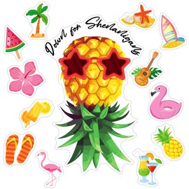 Hoteam 13 Pcs Hawaii Cruise Door Decorations, Upside Down Pineapple Magnet for Cruise Reusable Magnetic Stickers Decals for Carnival, Car, Cruise Cabin Doors, Fridge and Metal Surfaces, 13 Styles