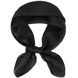 RtPcor Silk Like Head Scarf Neck Scarves for Women Premium Satin Headscarf Black Fashion Purse Scarf For Handbag