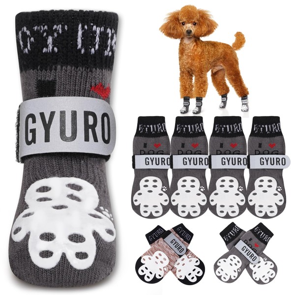 GYURO 4-Sided Anti Slip Dog Socks Paws Stop Licking with