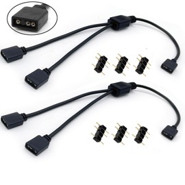 Dushochn ARGB Splitter Cable for Computer Chassis, CPU Heat Sink, and 5V ARGB Fan, 5V 3Pin Addressable RGB 1 to 2 Splitter Cable, 11.8IN/30CM. (2Pcs)