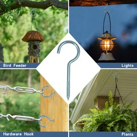 KEEPFFYE 4 Inchs Large Heavy Duty Screw in Hooks 10 Pack,304 Stainless Steel Screw Hooks,Ceiling Hooks for Hanging Plants Indoor and Outdoor Use