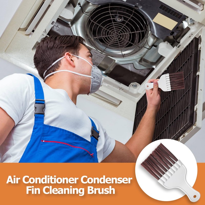 Jiozermi 2 Pcs Brown Air Conditioner Condenser Cleaning Brush Ac