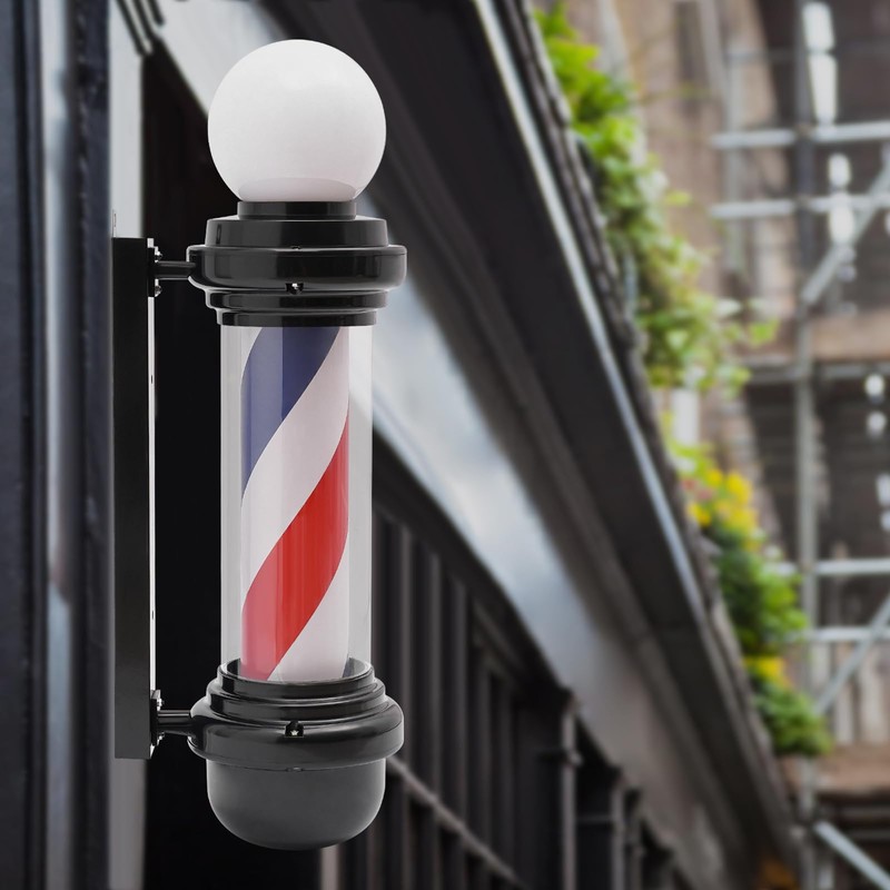 AngelcityCC 26.8 in Wall-Mounted Barber Pole Led Light, Red, White,
