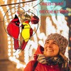 Cardinal Stained Glass Suncatchers with Stick Hook, Red Bird Ornaments,