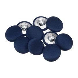 QUARKZMAN Pack of 10 Dark Blue Buttons with Fabric Cover 20 mm Satin Fabric Covered Sewing Buttons Round Craft Buttons Metal Shaft Eyelet Buttons Vintage for Coat Clothing Jacket Blazer Suits DIY