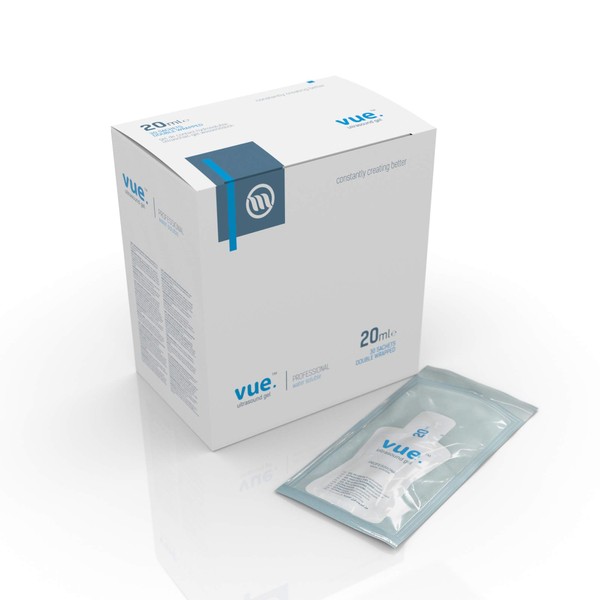 Vue Ultrasound Gel (20ml x30) - Sterile Double Wrapped Sachets Clear Conductive Transmission Gel for Ultrasound Monitors and Doppler Machine (20ml Single Wrapped Sachets - x30)