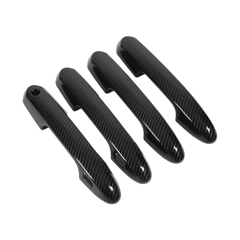 4pcs Gloss Black Carbon Fiber Style Exterior Door Handle Cover