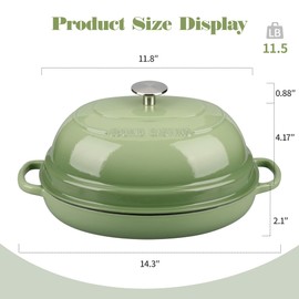 EDGING CASTING Enameled Oval Cast Iron Dutch Oven Pot with Lid, Bread Dutch Oven for Sourdough Bread Baking, 6QT, Pistachio Green