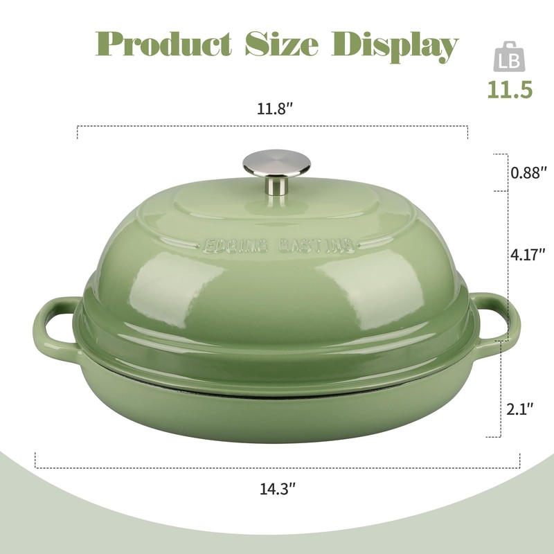 EDGING CASTING Enameled Oval Cast Iron Dutch Oven Pot with