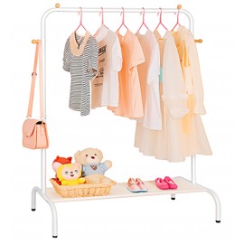 GwJI5do Kids Clothing Rack - Garment Rack with Bottom Storage Shelf for Children, Small Baby, & Toddler, Clothes Organizer, Shirts, Dresser, Hat, Backpack, Bedroom, White