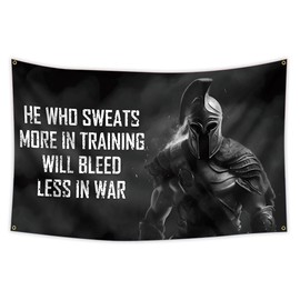 3x5 Ft Motivational Spartan Warrior Flag with 4 Brass Grommets
