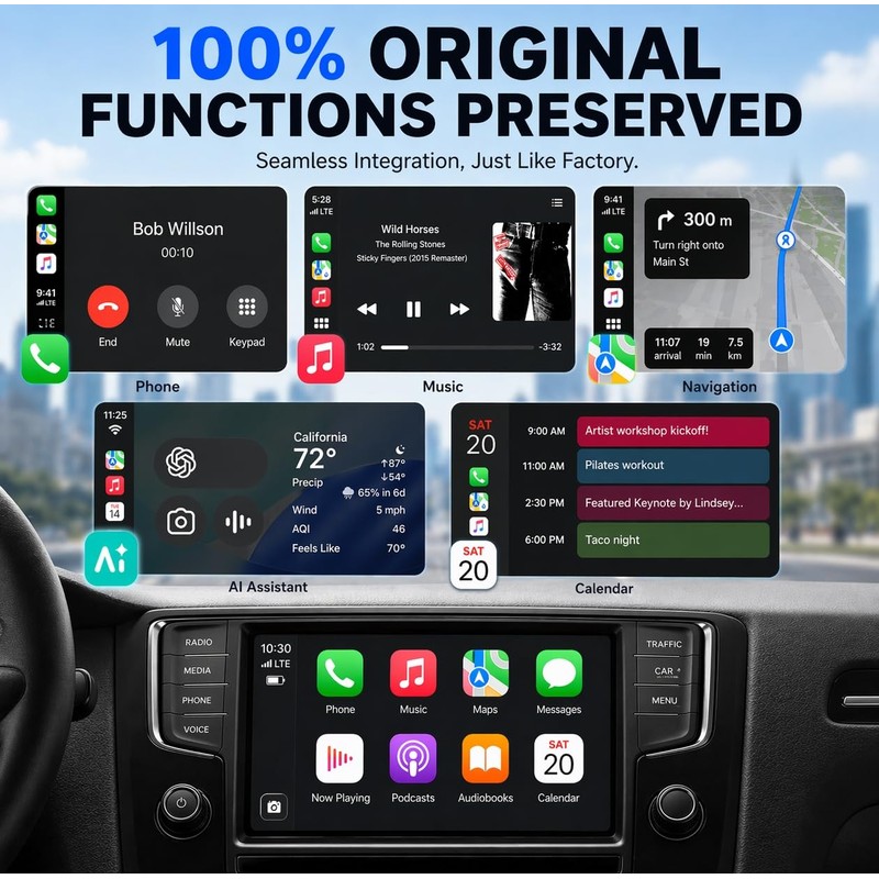 OTTOCAST Mini Nova 2-in-1 Wireless CarPlay & Android Auto AI