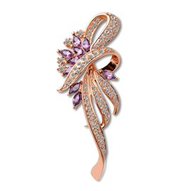 L.FORTUNA·YF Brooches, women girls Amethyst Diamond Inlaid Flower Pin Brooch Decoration for Various Occasions 1PCS
