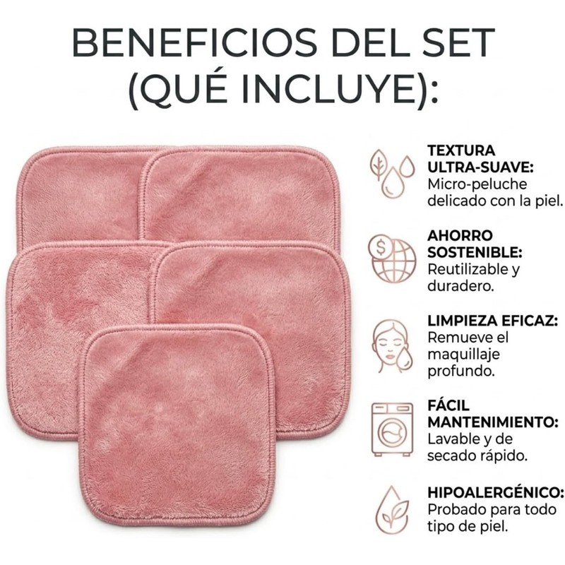 Paños Desmaquillantes Reutilizables, Almohadillas de Microfibra para Limpieza Facial Profunda,