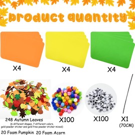 600 PCS Thanksgiving Turkey Sticker Fall Foam Stickers Self Adhesive Glitter Maple Leaf Stickers Foam Pumpkins Stickers with Jewelry Stickers for Kids Thanksgiving DIY Crafts Party Decorations