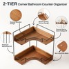 Snuvid 2-Tier Bathroom Counter Organizer, Wooden Corner Shelf for Vanity