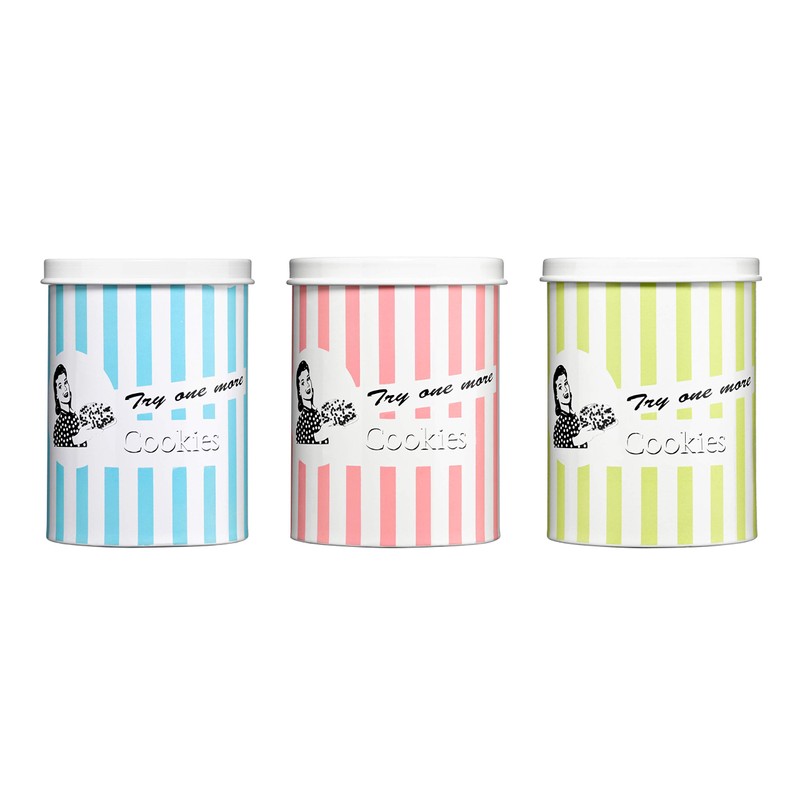 Premier Housewares Candy Stripe Cookie Canister - Blue