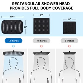 G-Promise All Metal 12 Inch Shower Head with Massage Mode Handheld, Rain Shower Head with Handheld Spray Combo, 3-Way Diverter with Pause Setting, 11 Inch Adjustable Extension Arm (Matte Black)