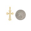 Diamond2Deal 14k Yellow Gold Diamond-cut Polished Filigree Hearts Cross Pendant