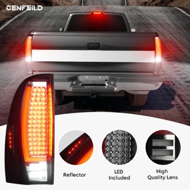 LED Tail Lights Assembly + 3rd Third Brake Cargo Lamp Compatible with Toyota Tacoma 2005-2015 Taillights, Rear High Mount Stop Lamp, Chrome Housing Smoked Lens, 3 Pcs