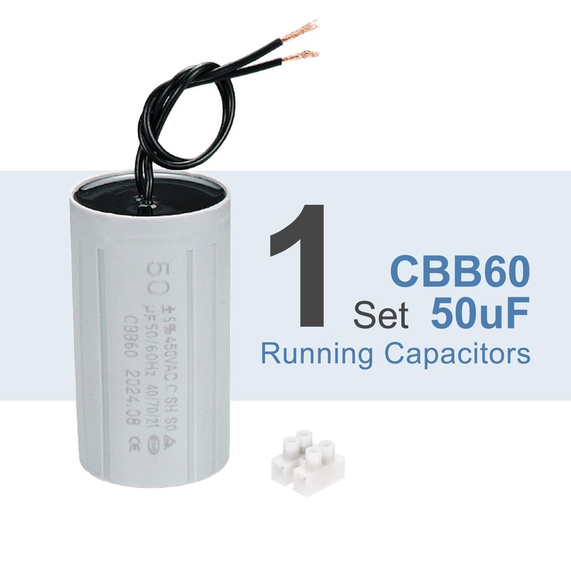 PATIKIL CBB60 50uF Running Capacitors, AC 450V 2 Wires 50/60Hz