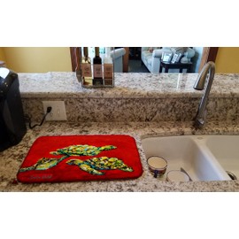 Caroline's Treasures MW1274DDM Drifting Home Turtles Dish Drying Mat Absorbent Dish Drying Mat Pad for Kitchen Counter Dish Drainer Mat for Countertop, 14 x 21", Multicolor