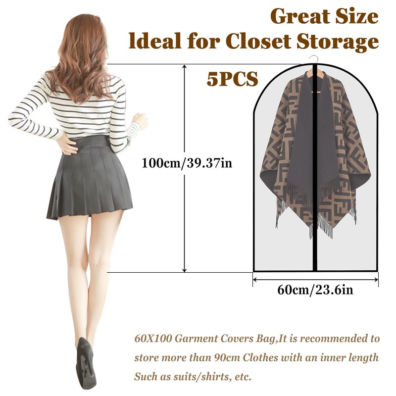Moth Proof Garment Bags 5pcs 60x100cm,for The Winter Coats Jackets