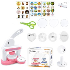 NEWFUN Button Machine, Button Maker, 55 mm/35 mm, Badge in Heart Shape, Button Maker for Children, DIY Gifts, Can Make Badge, Key Ring, Fridge Sticker