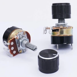 TWTADE / 2Pcs 50K Ohm Single Linear Taper Potentiometers with on/off Switch + 2pcs black Aluminum alloy knob