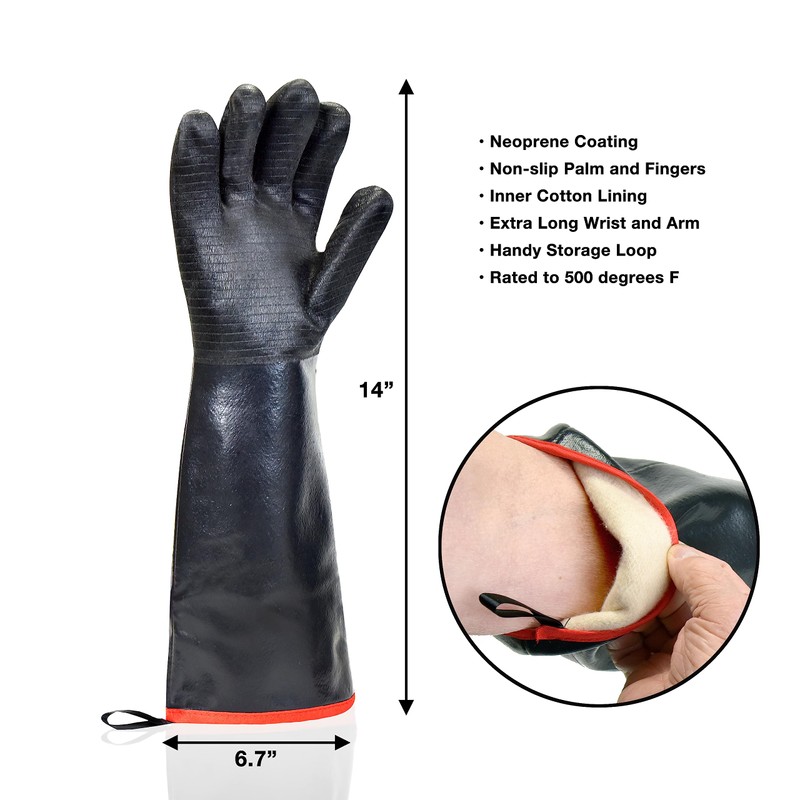BBQ Grilling Gloves - 932 °F (18 inch) Black