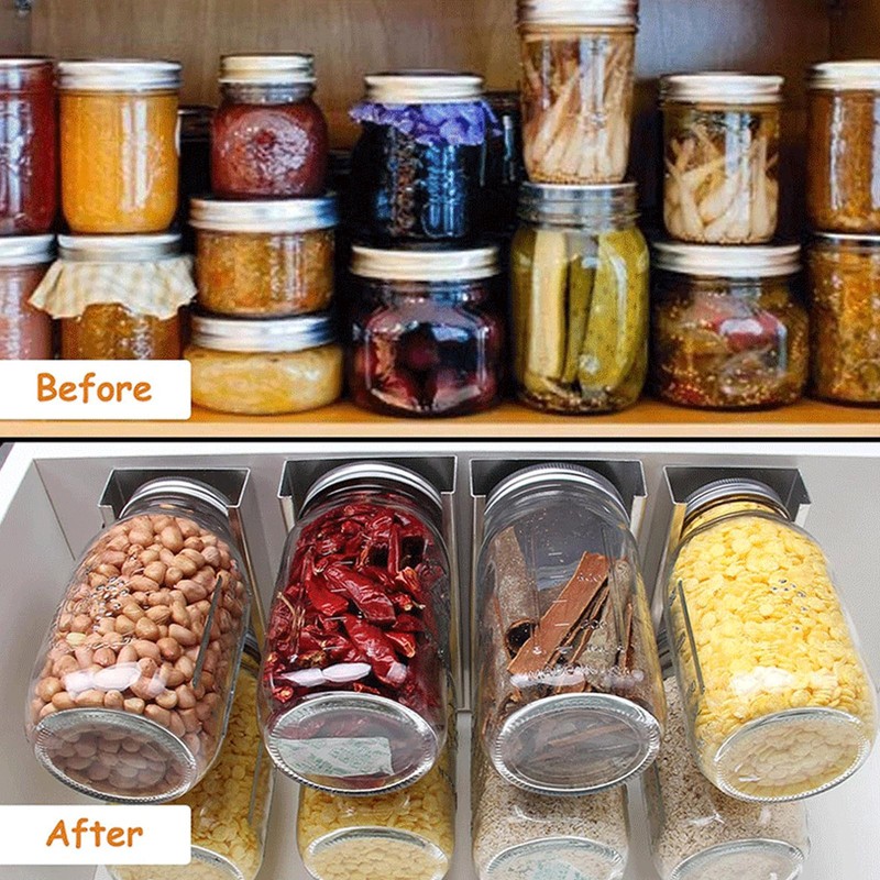 2 Pcs Mason Jar Organizer Space Saving Aluminum Alloy Kitchen