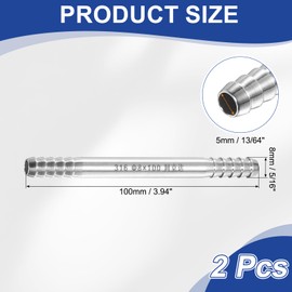 PATIKIL 5/16" (8mm) Hose Barb Fittings, Set of 2, 316 Stainless Steel Splicer Fitting Ends Joint Adapter Metal Barbed Fitting for Air, Liquid, Gas, Plumbing, Silver